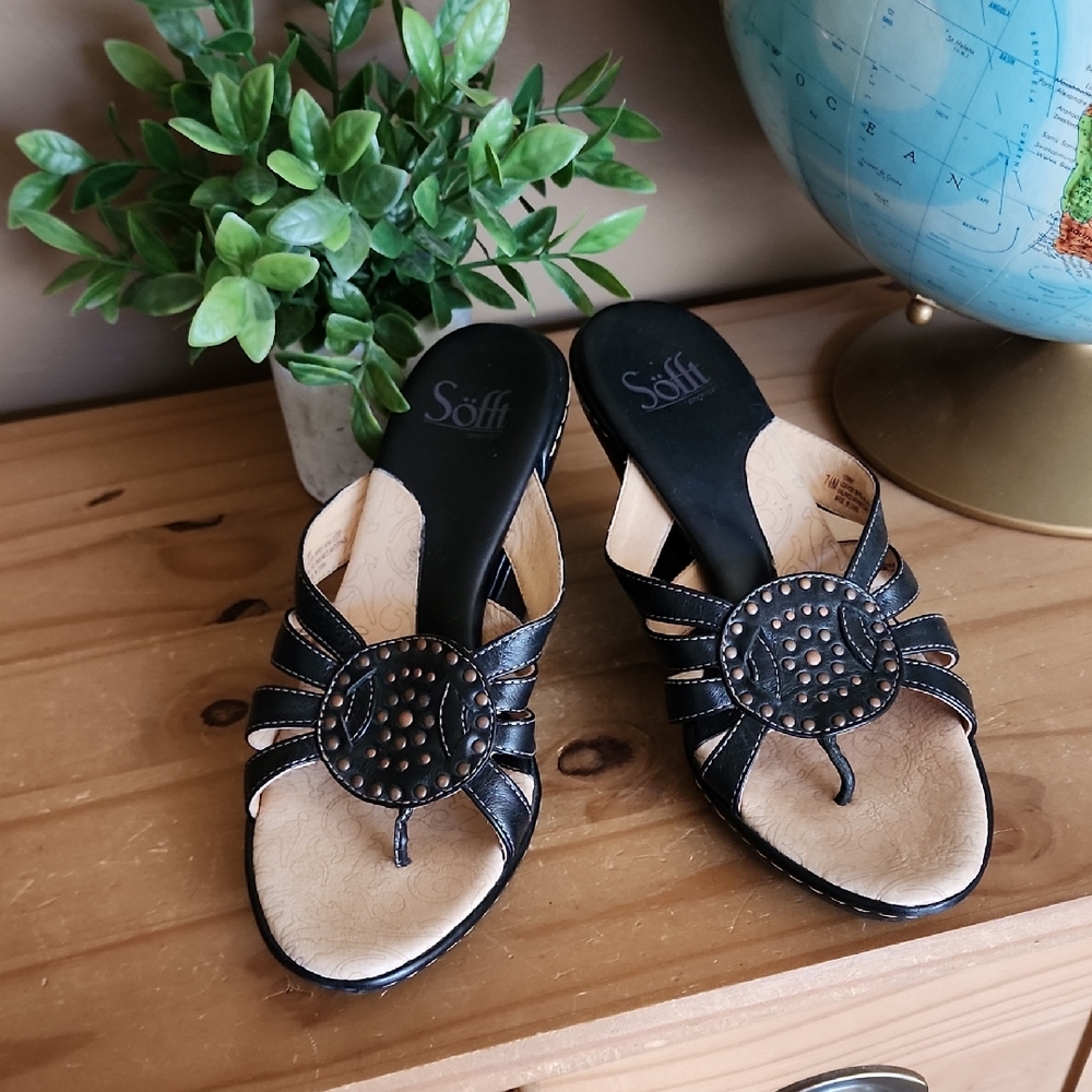 Sofft Leather Braided Sandals Slides Size 7,5